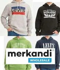 SUDADERAS CON CAPUCHA CON LOGOTIPO IMPRESO PARA HOMBRE DE LEVI'S  VENTA AL POR MAYOR A GRANEL 48 PIEZAS