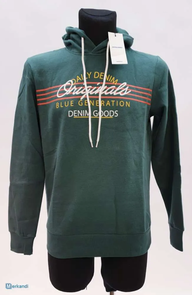 SUDADERAS PARA HOMBRE JACK & JONES A GRANEL A LA VENTA  NUEVO CON ETIQUETAS, PAQUETE DE 6