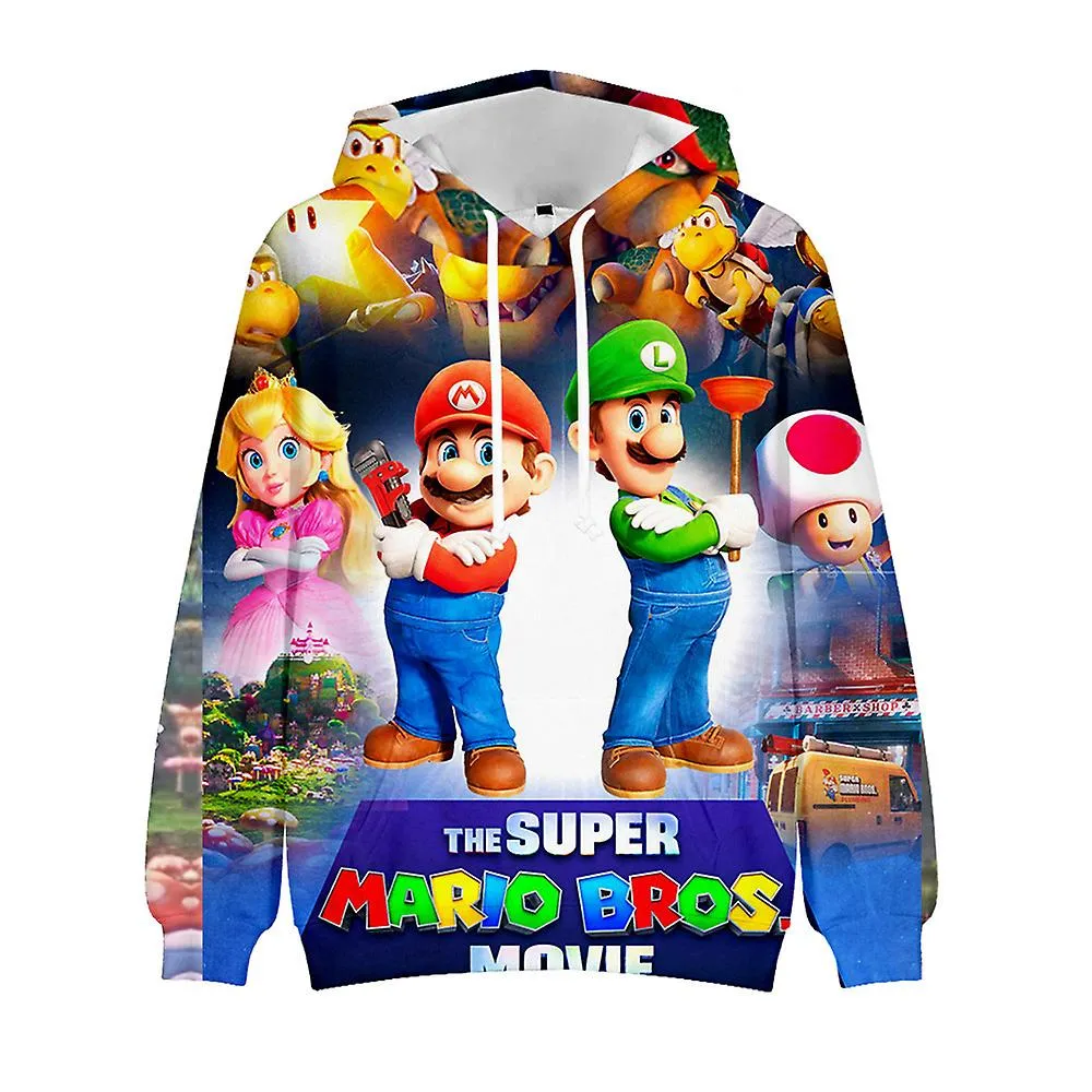 SUPER MARIO BROS PELíCULA 3D DIBUJOS ANIMADOS IMPRESOS CON CORDóN 510 AñOS NIñOS SUDADERAS CON CAPUCHA SUDADERA SUDADERA