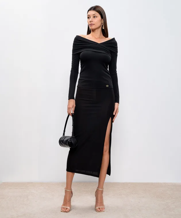 Twinset Black skirt with metallic Oval T logo