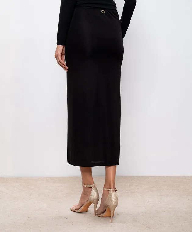 Twinset Black skirt with metallic Oval T logo