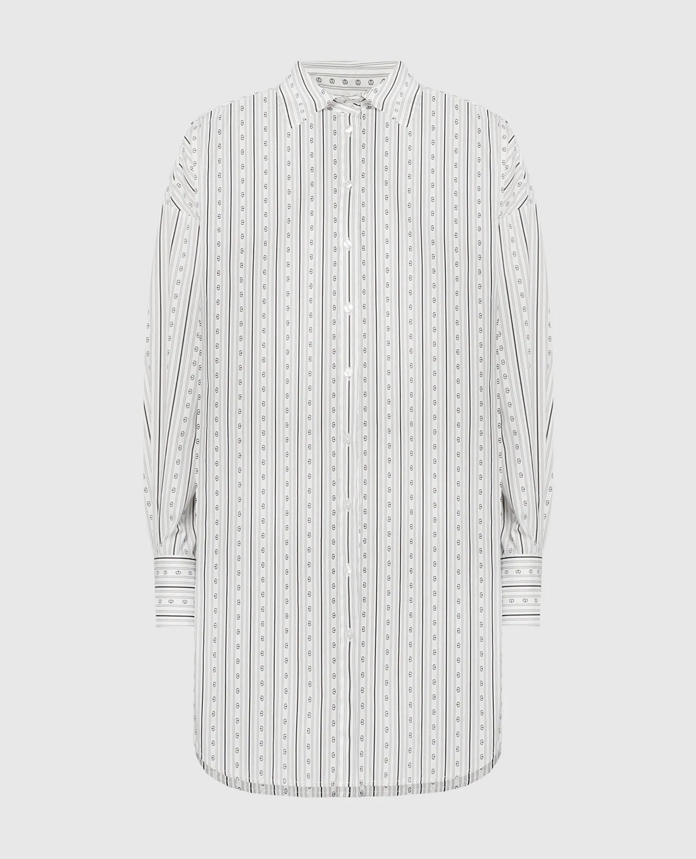 Twinset White elongated shirt with a logo pattern