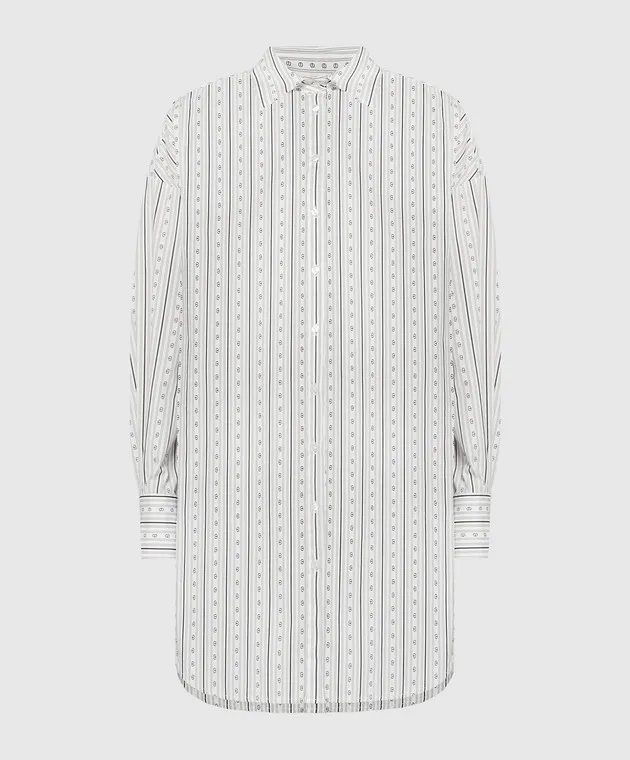 Twinset White elongated shirt with a logo pattern