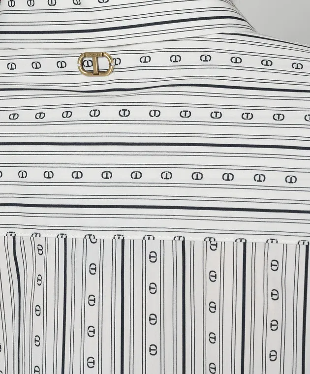 Twinset White elongated shirt with a logo pattern