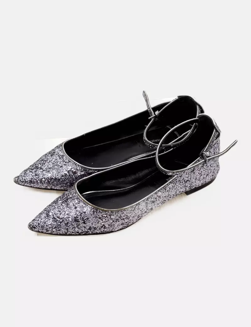 Uterqüe Zapato azul brillos