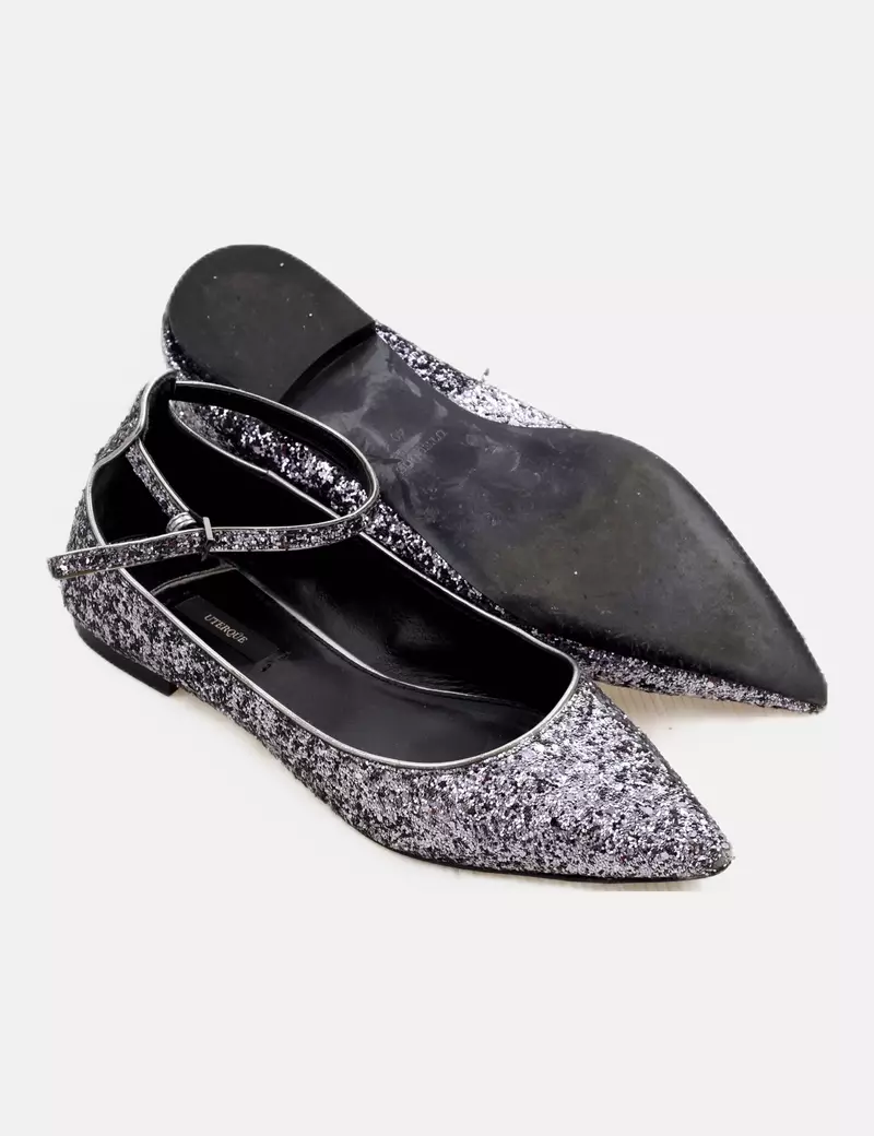 Uterqüe Zapato azul brillos