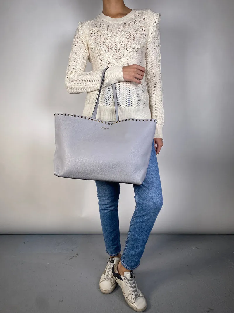VALENTINO Cartera Rockstud Leather Grey