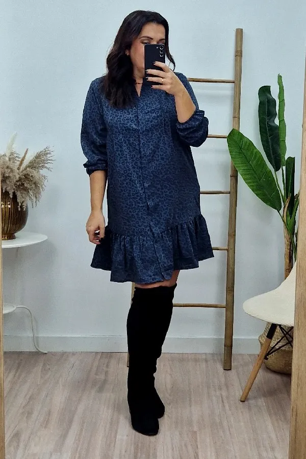 Vestido Camisero Print Gris