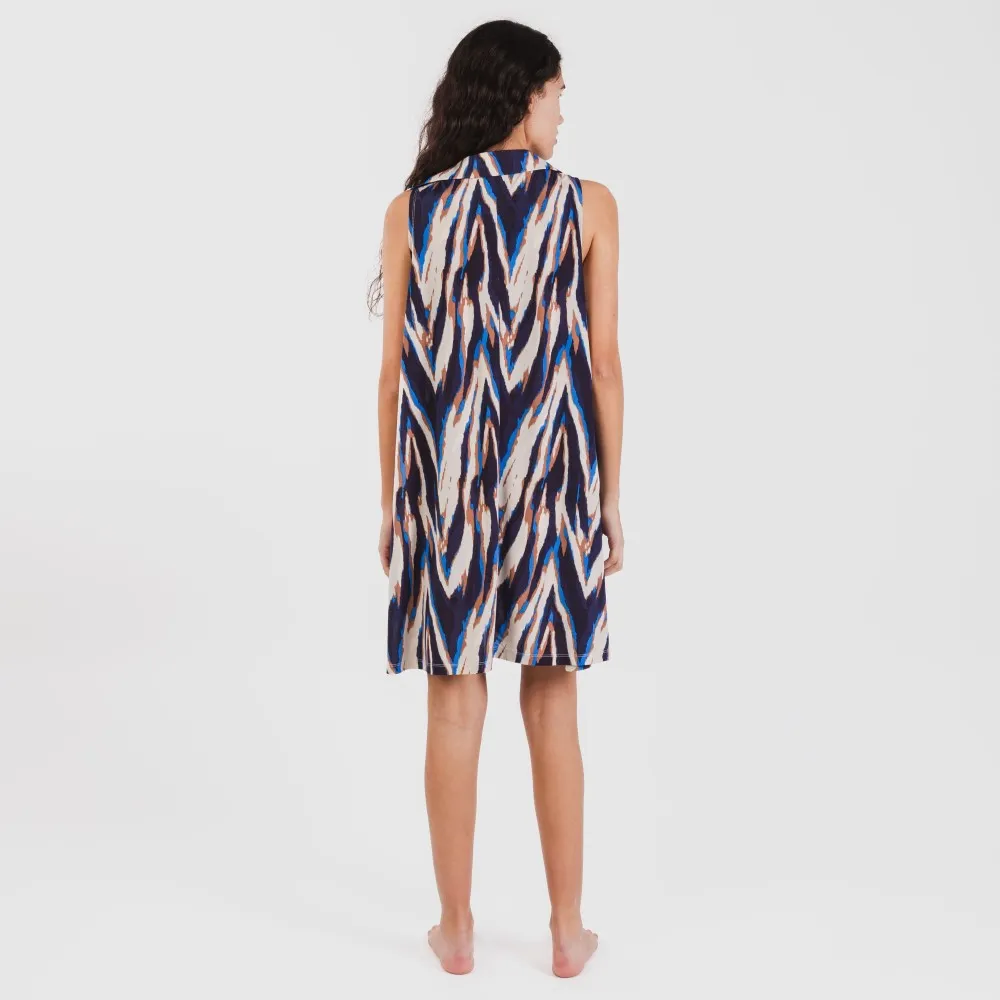 Vestido corto cuello y solapa soft Catherine azul