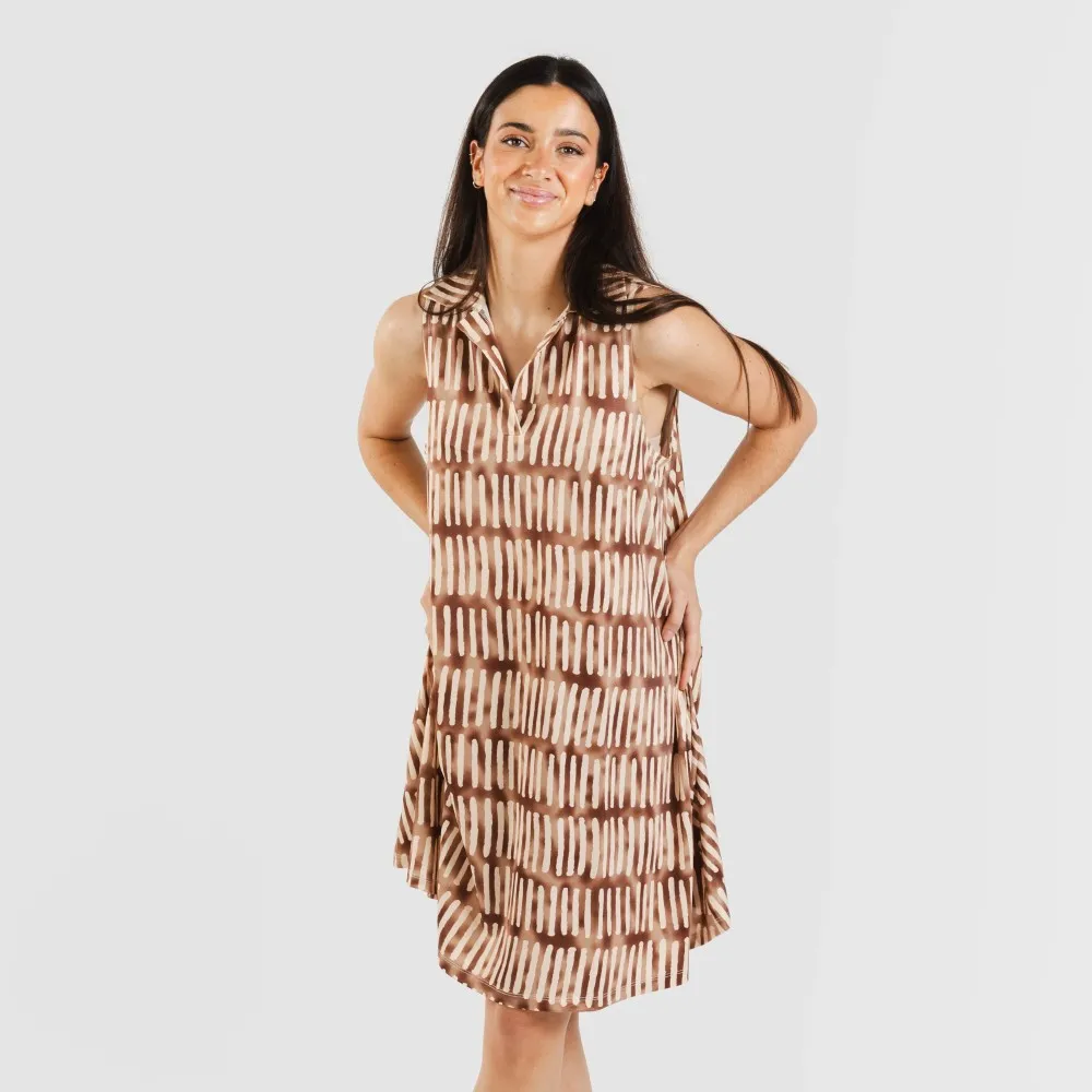 Vestido corto cuello y solapa soft Lemonade marrón