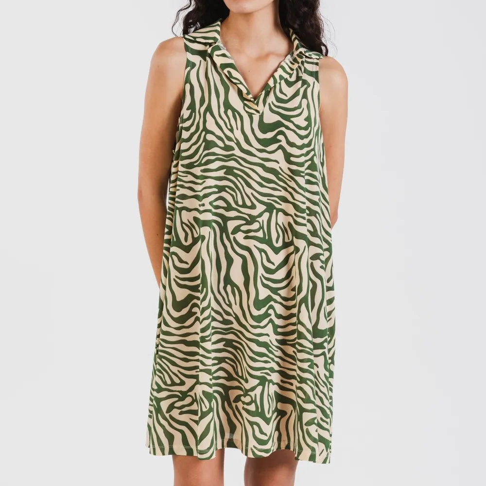 Vestido corto cuello y solapa soft Palmina verde