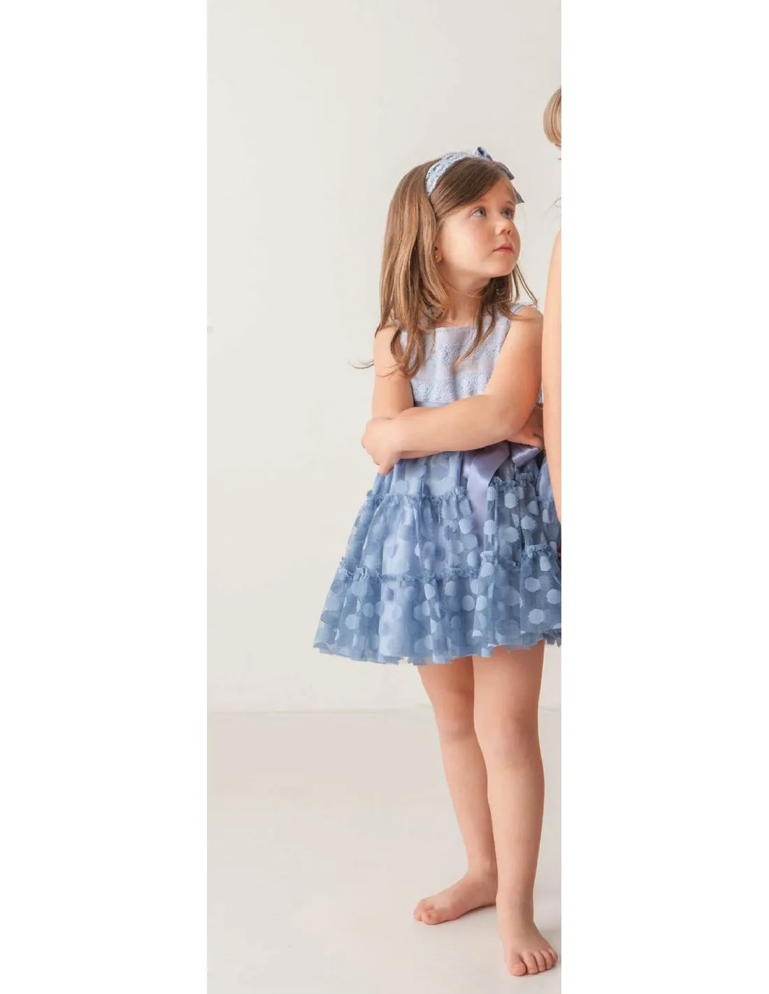 Vestido de niña de corte en el pecho Azul Loan Bor Primavera