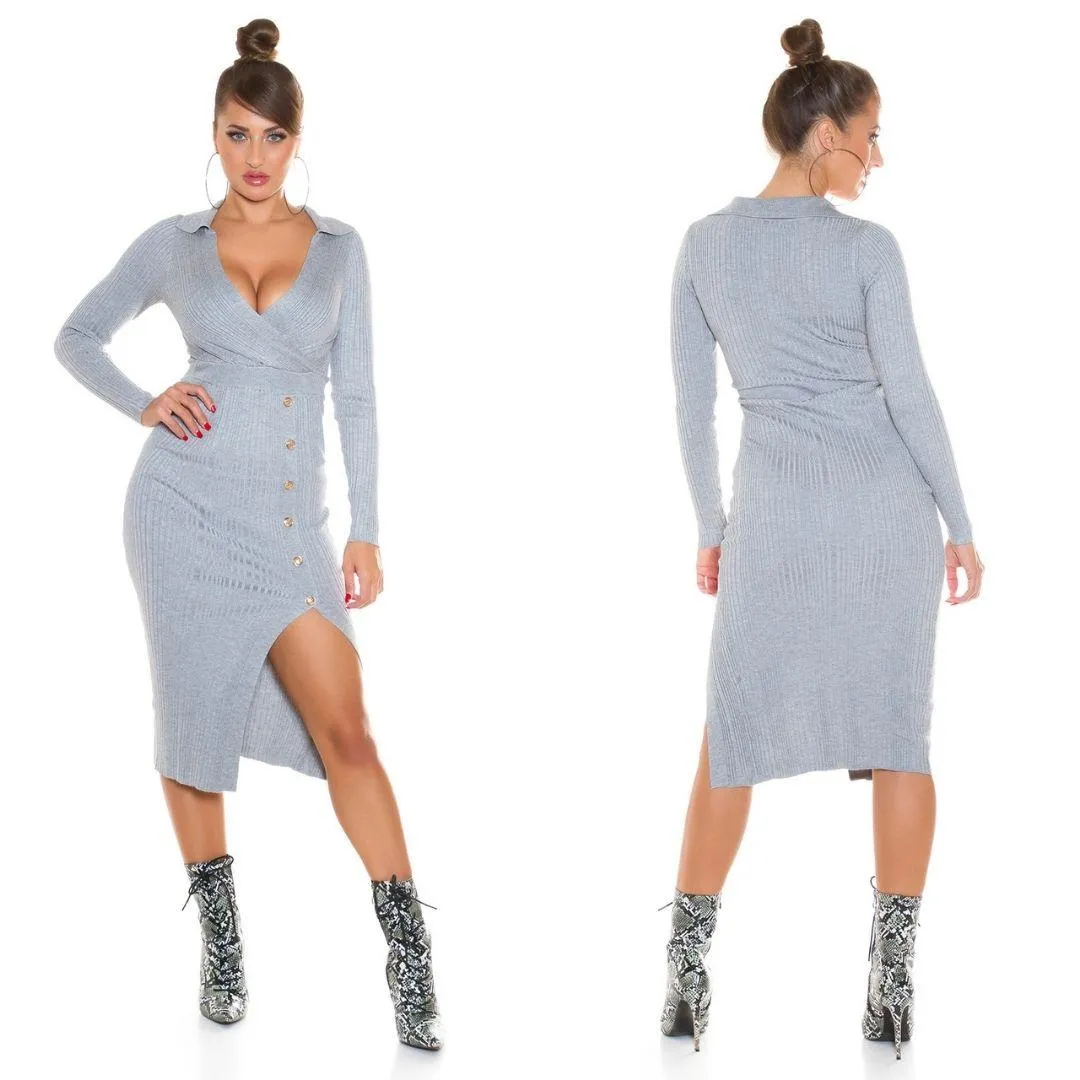 Vestido de punto atractivo gris