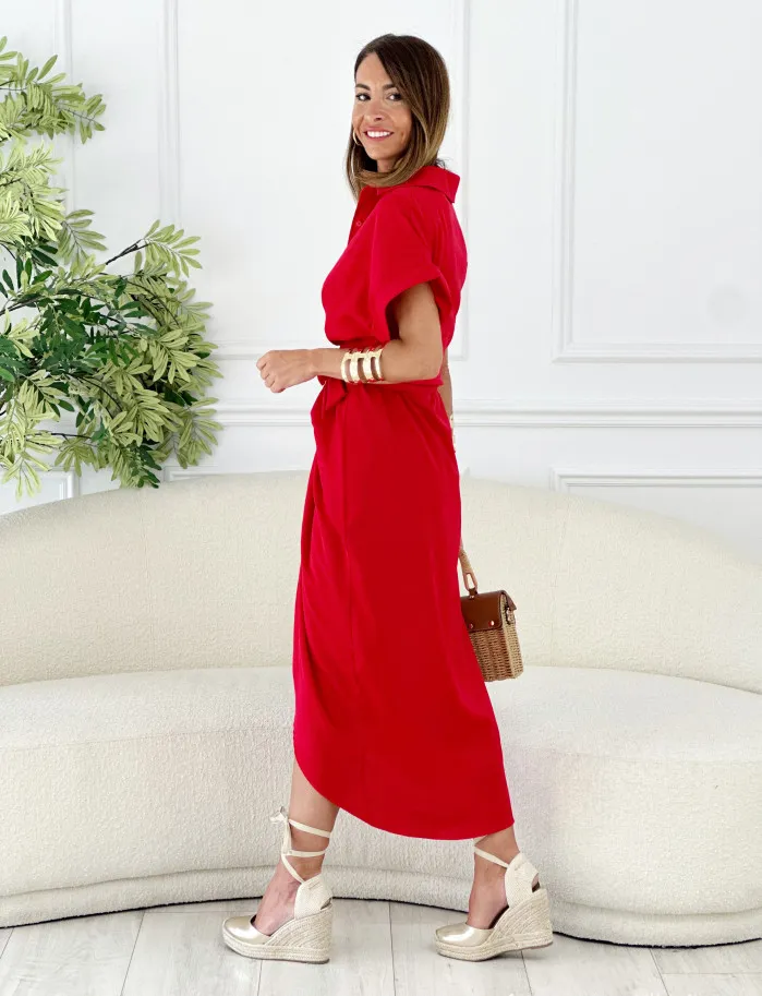 Vestido fruncido new rojo