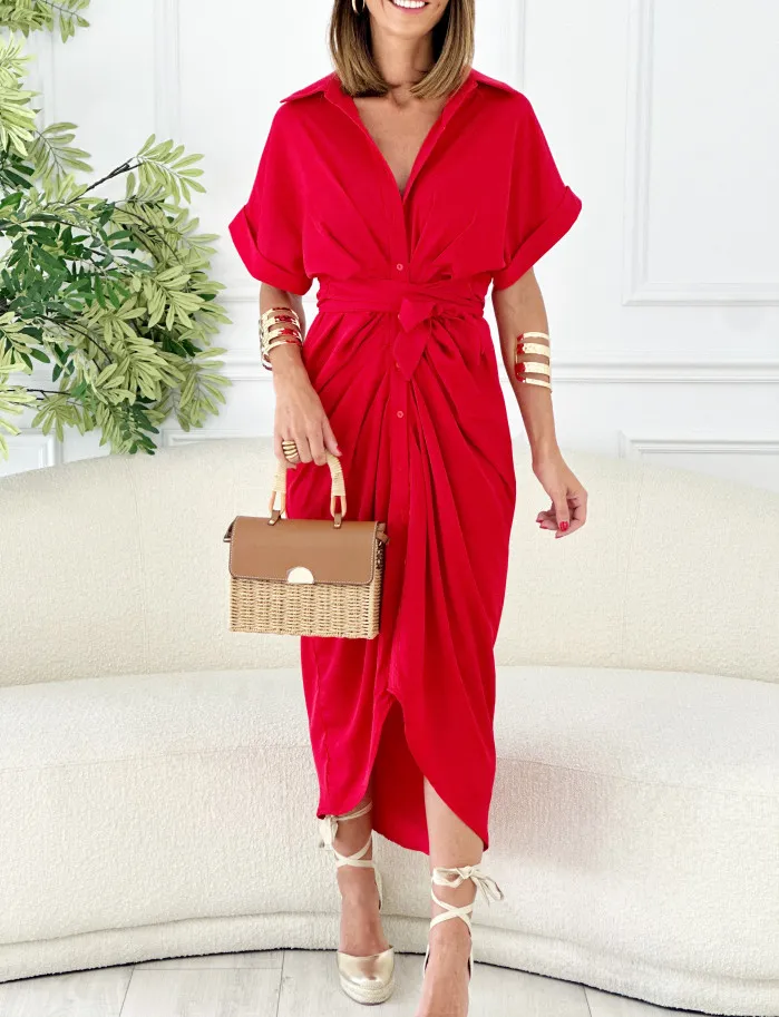 Vestido fruncido new rojo