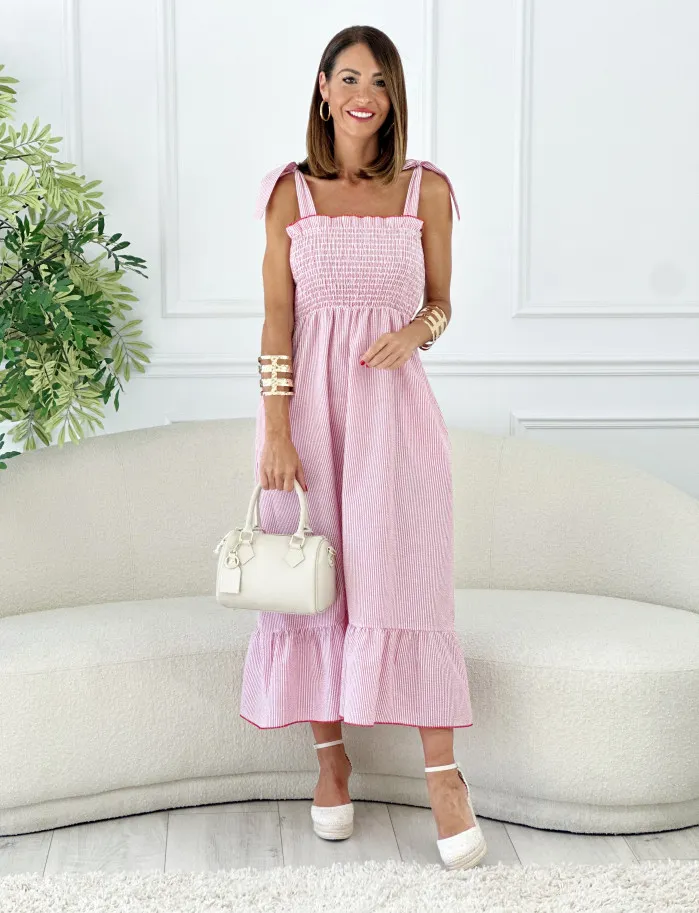 Vestido greta rayas rojo