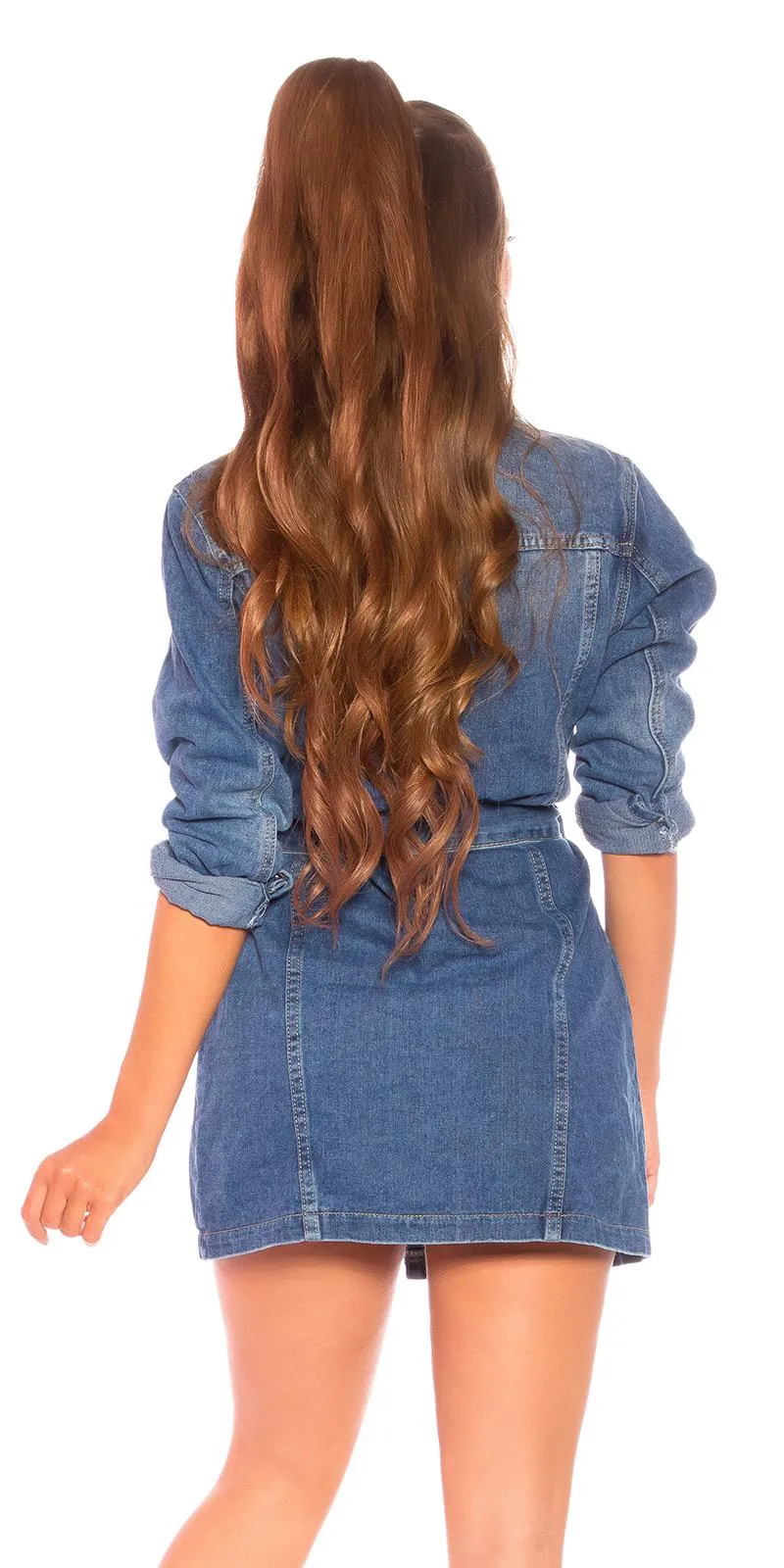 Vestido jeans azul corto con cinturón
