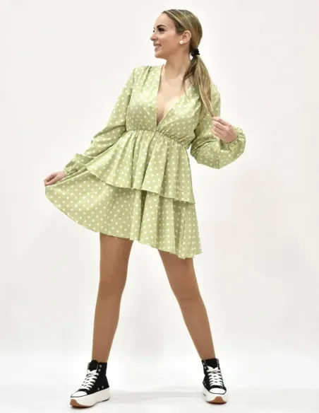 Vestido lunares verde