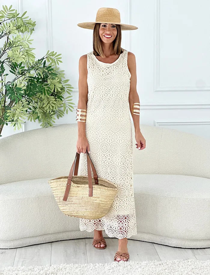 Vestido Nápoles crochet beige
