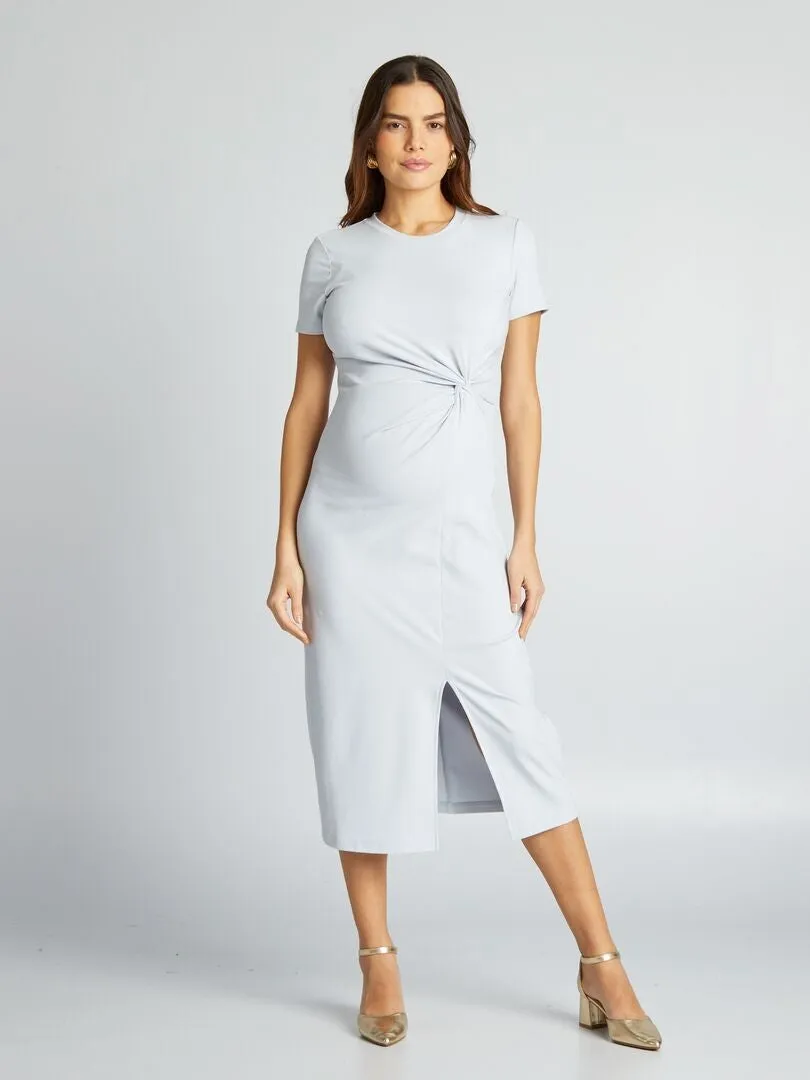 VESTIDO PREMAMá LARGO Y ELáSTICO  AZUL