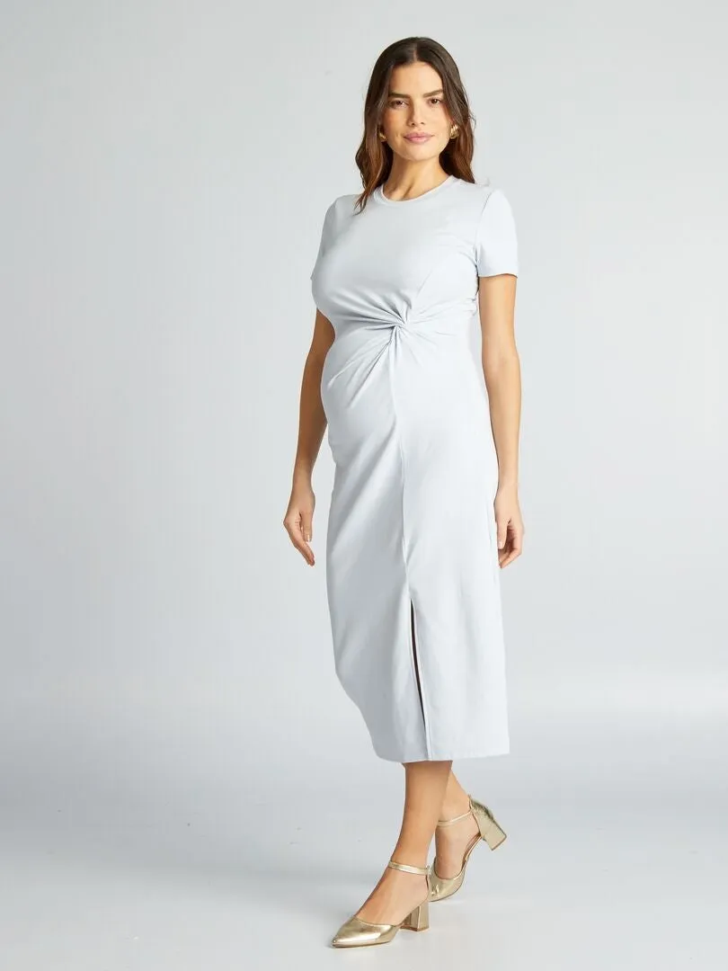 VESTIDO PREMAMá LARGO Y ELáSTICO  AZUL