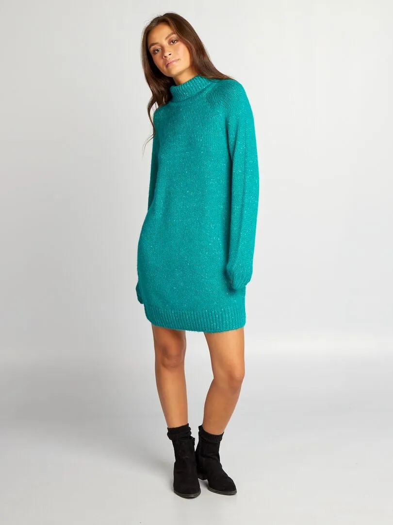 VESTIDO TIPO JERSEY CORTO DE PUNTO  VERDE