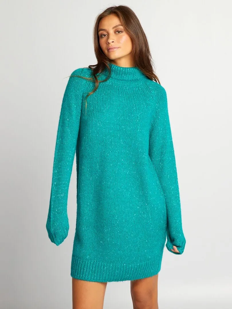 VESTIDO TIPO JERSEY CORTO DE PUNTO  VERDE