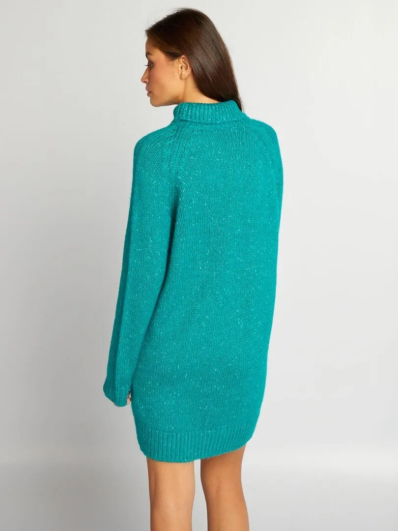 VESTIDO TIPO JERSEY CORTO DE PUNTO  VERDE