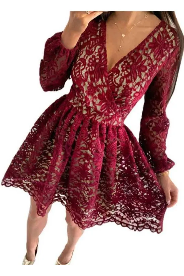 Vestido vuelo corto Skater encaje de fiesta