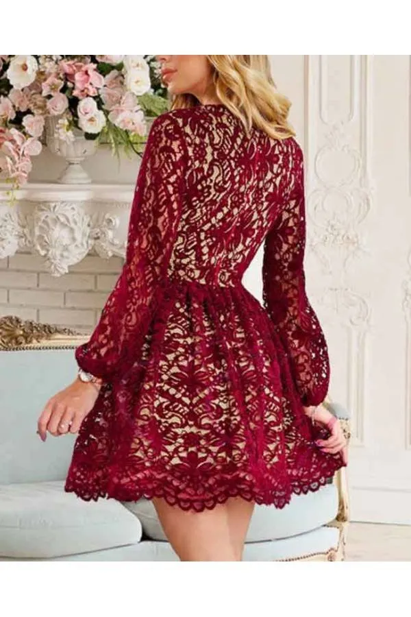 Vestido vuelo corto Skater encaje de fiesta