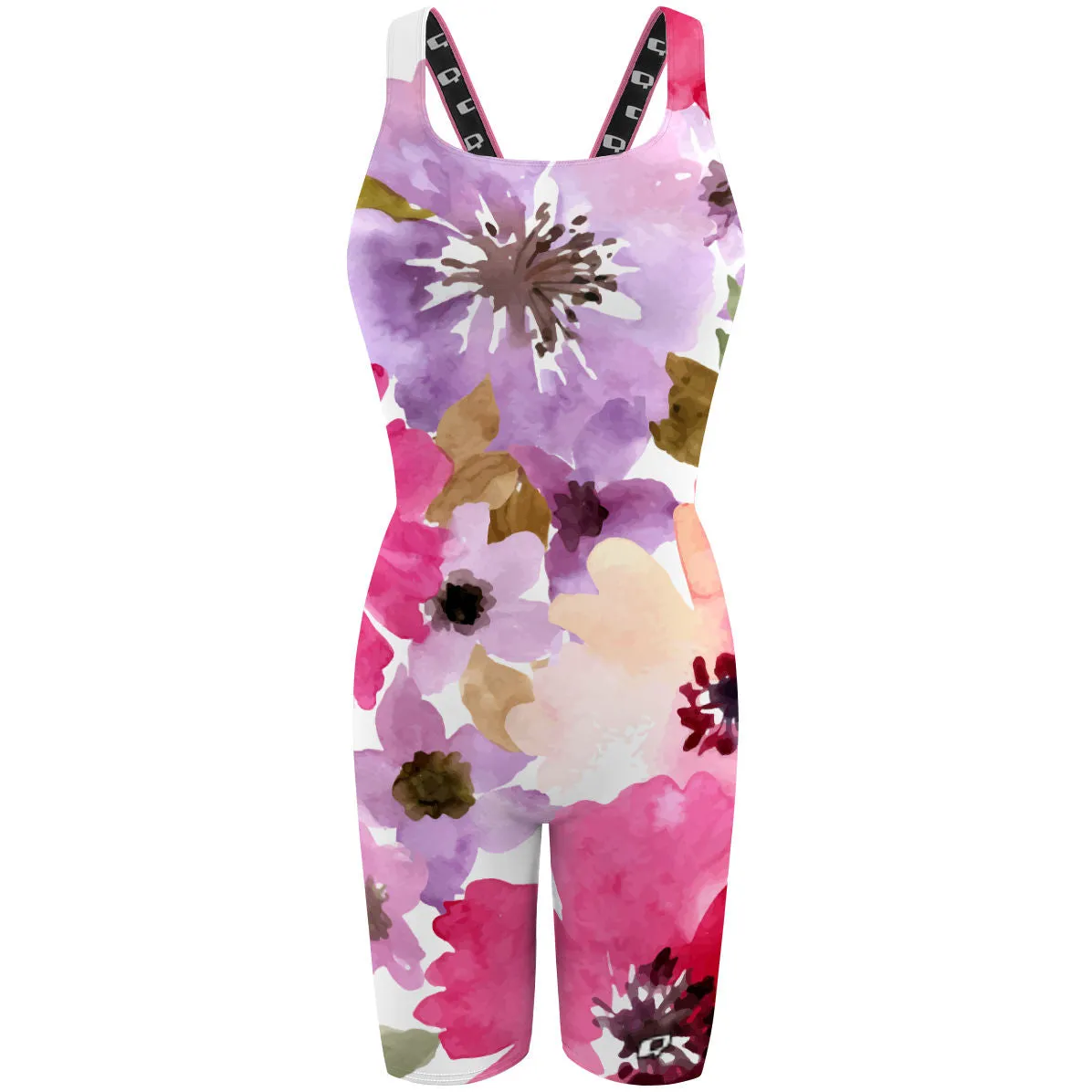 WATERCOLOR FLOWERS  CLASSIC STRAP LONG KNEE WOMEN JAMMER