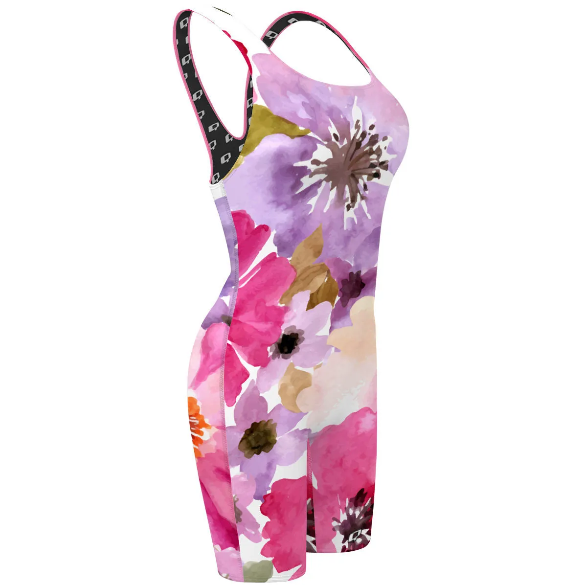 WATERCOLOR FLOWERS  CLASSIC STRAP LONG KNEE WOMEN JAMMER