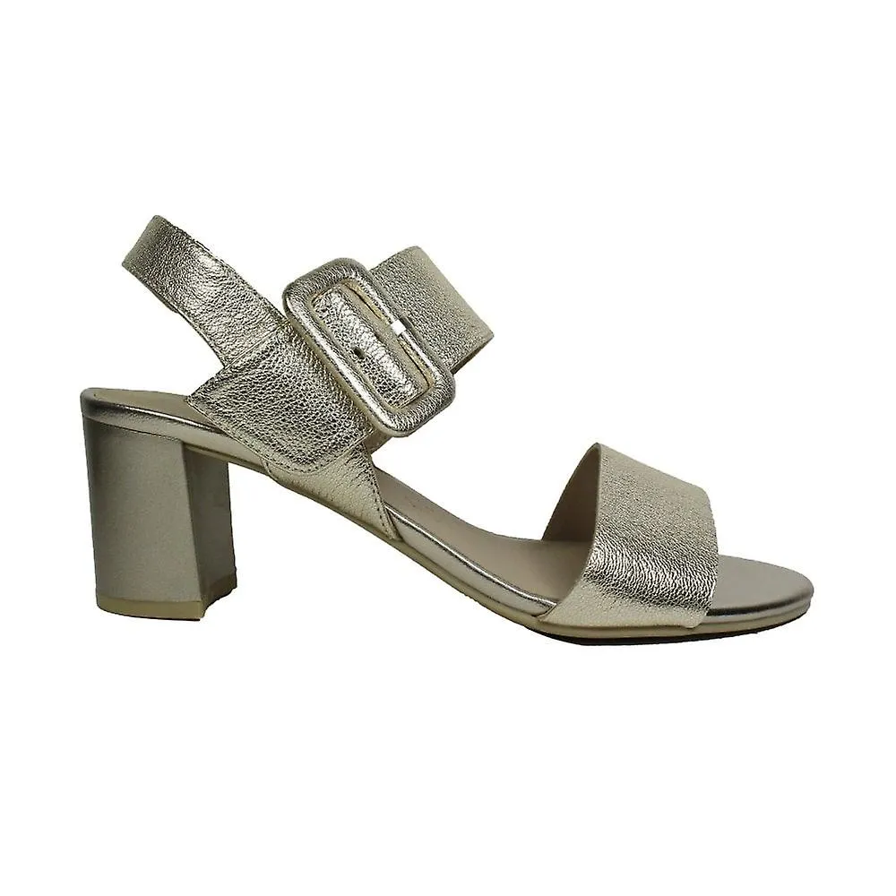 Women's Caprice 28306 42 959 | Platin Metal Grained Leather | Womens Heeled Sandals