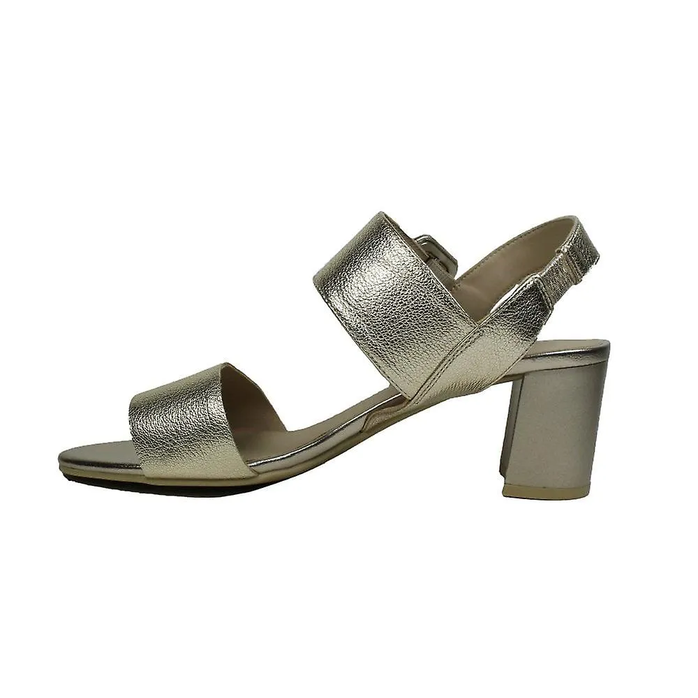 Women's Caprice 28306 42 959 | Platin Metal Grained Leather | Womens Heeled Sandals