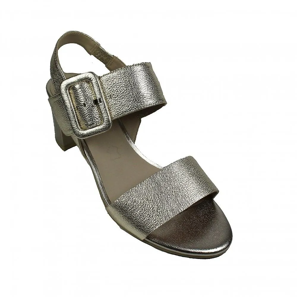 Women's Caprice 28306 42 959 | Platin Metal Grained Leather | Womens Heeled Sandals
