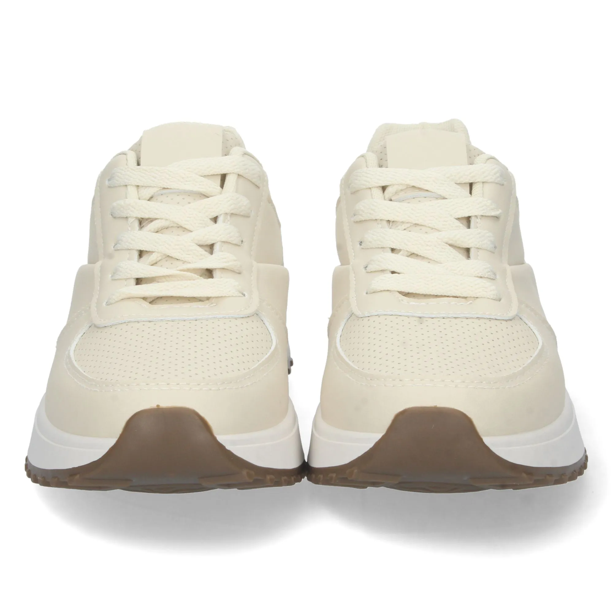 Zapatilla deportiva plana lazos mujer color beige