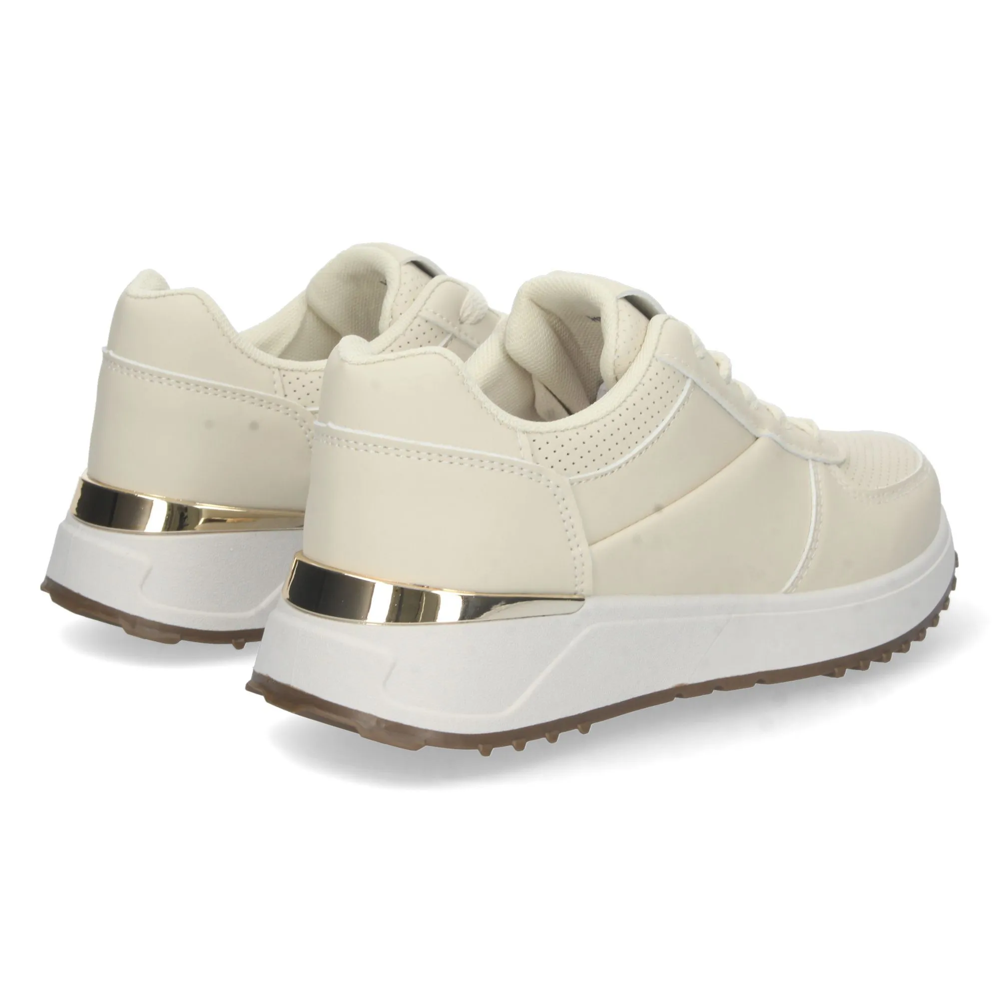 Zapatilla deportiva plana lazos mujer color beige