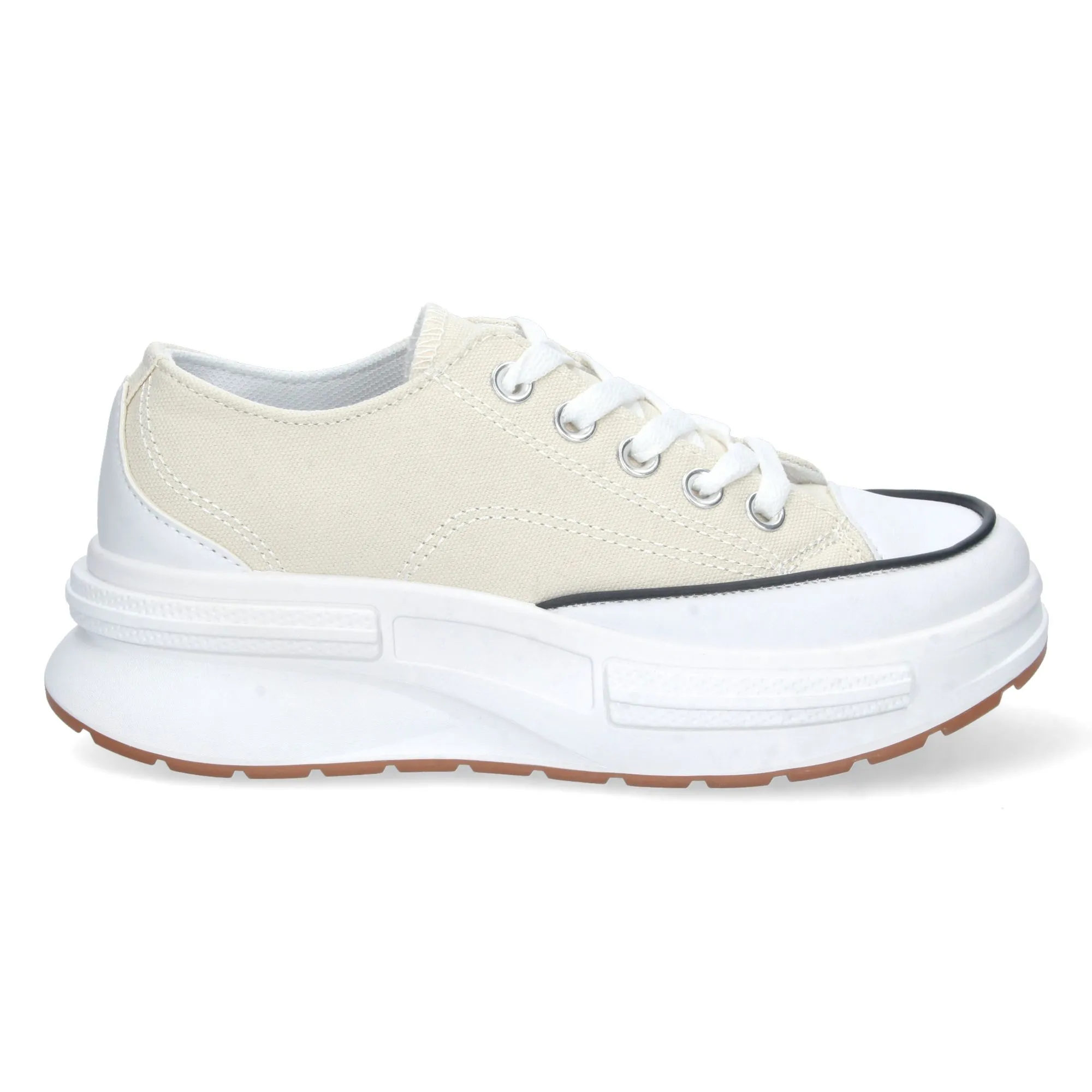 ZAPATILLA PLATAFORMA LONA MUJER COLOR BEIGE HB0361