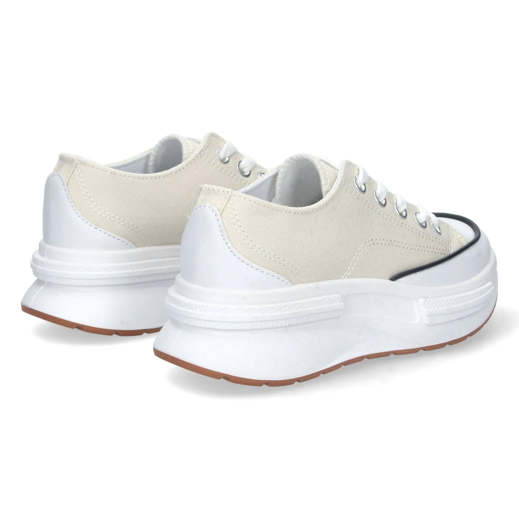 ZAPATILLA PLATAFORMA LONA MUJER COLOR BEIGE HB0361