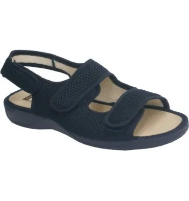 Zapatillas abierta punta y talón con broche de dos tiras de velcro en el emapine y otro atrás Calzamur en azul mar