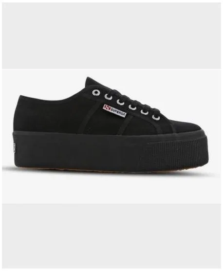 Zapatillas SUPERGA Plataforma Doble Negras Chica Mujer