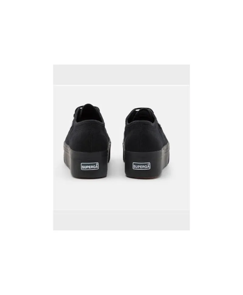 Zapatillas SUPERGA Plataforma Doble Negras Chica Mujer