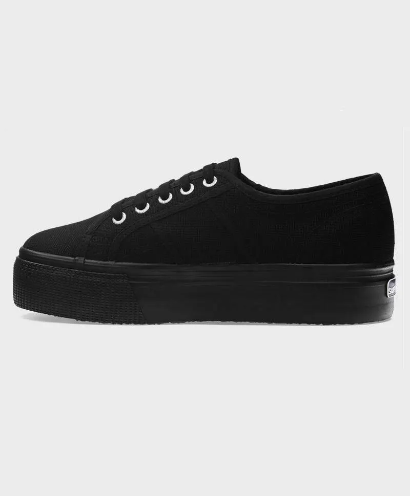 Zapatillas SUPERGA Plataforma Doble Negras Chica Mujer