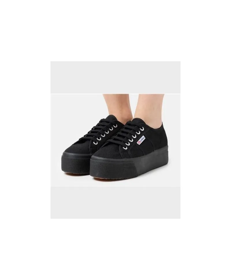 Zapatillas SUPERGA Plataforma Doble Negras Chica Mujer