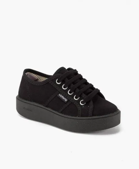 Zapatillas VICTORIA Sport Plataforma Lona Negra Niña