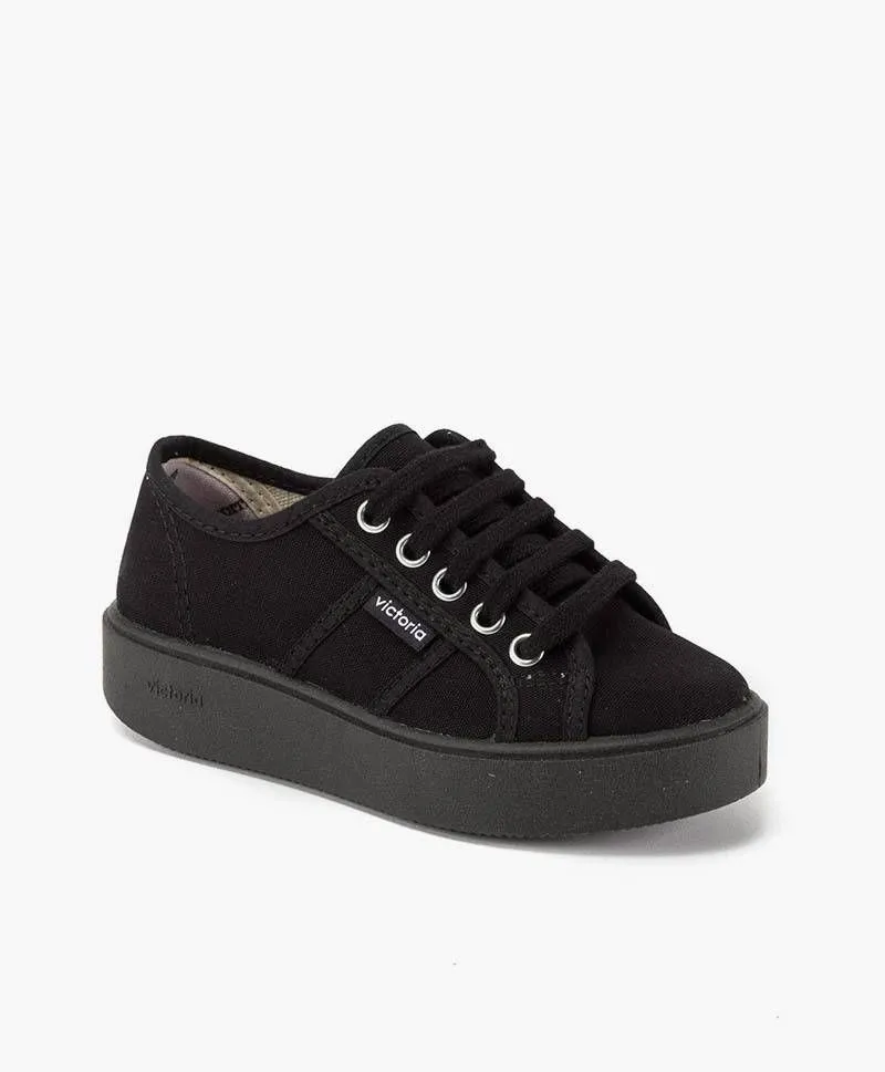 Zapatillas VICTORIA Sport Plataforma Lona Negra Niña