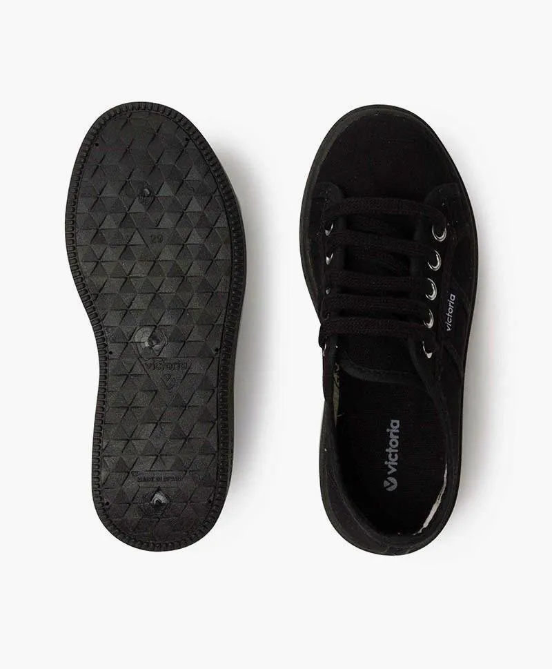 Zapatillas VICTORIA Sport Plataforma Lona Negra Niña