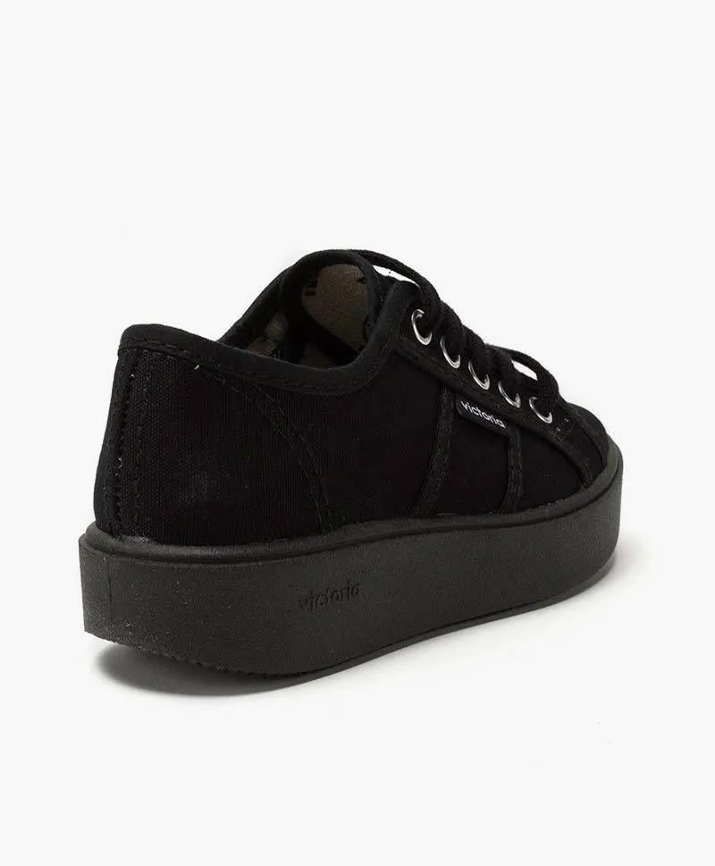 Zapatillas VICTORIA Sport Plataforma Lona Negra Niña