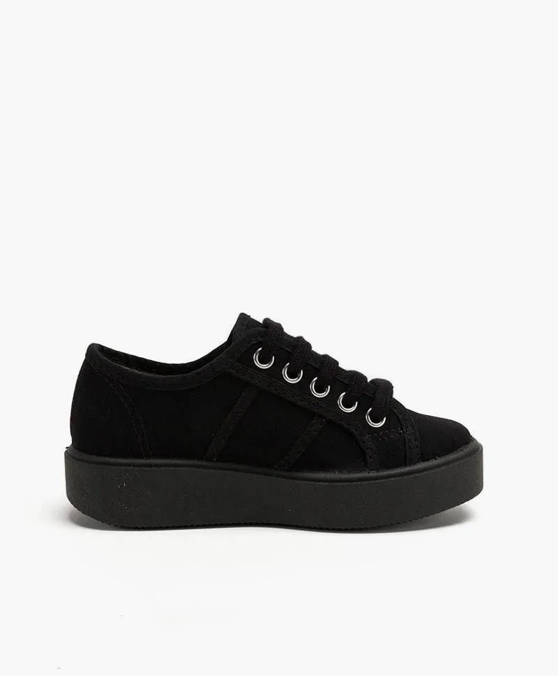 Zapatillas VICTORIA Sport Plataforma Lona Negra Niña