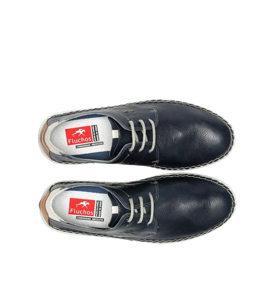 Zapatos de piel F1715 Azul oscuro